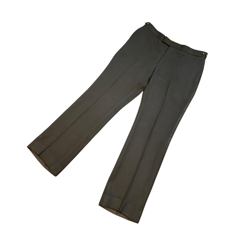 Vintage Black 100% Wool Tuxedo Pants Trousers Tailored Fit Men’s Size 36x32